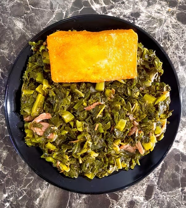 Collard Greens and Cornbread.