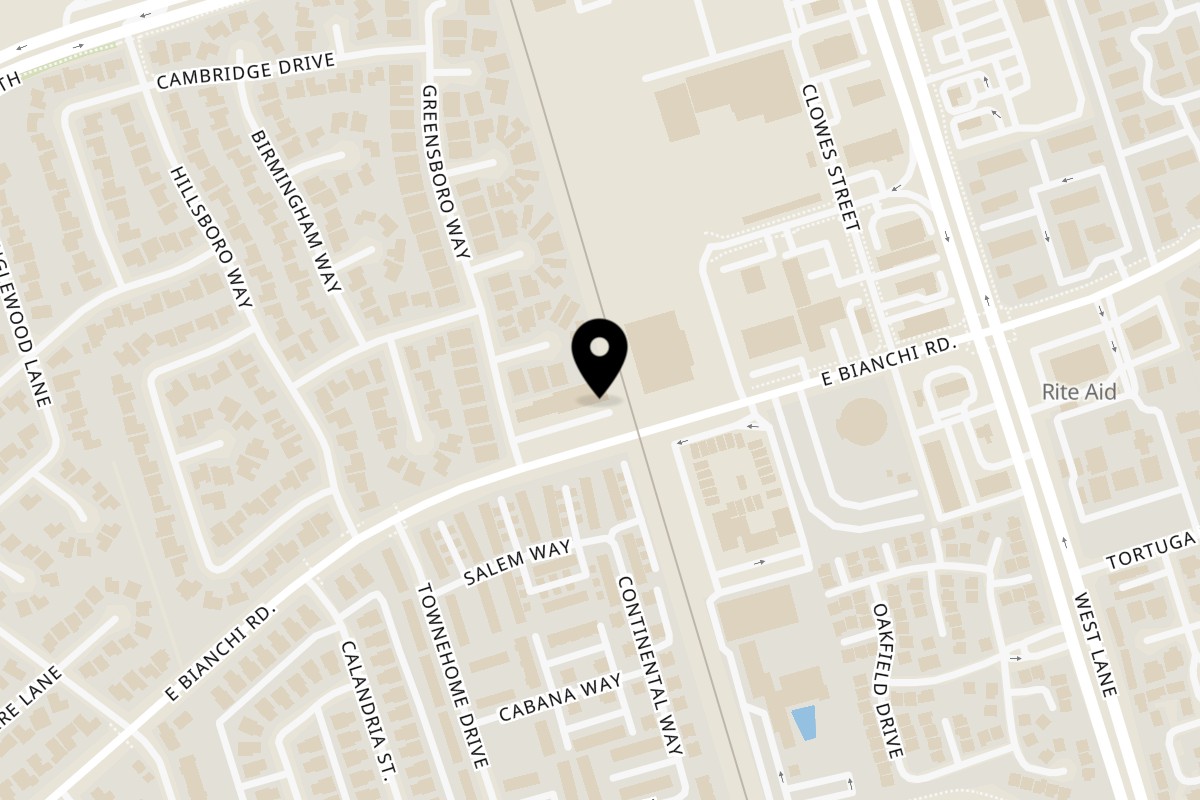Map showing the location of Ray's Chicken & Fish Stockton on 939 E Bianchi Rd STE F in Stockton